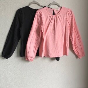 Boden Bundle of Crew Neck Broderie Sleeve Tops Black Pink Size 8 T1215